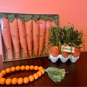 Easter Garland Burlap Carrots/Egg Carton Carrots Decor and Wooden Bead Garland
